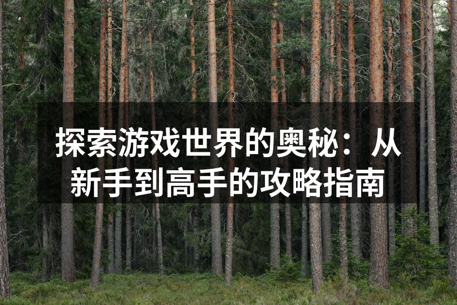 探索游戏世界的奥秘：从新手到高手的攻略指